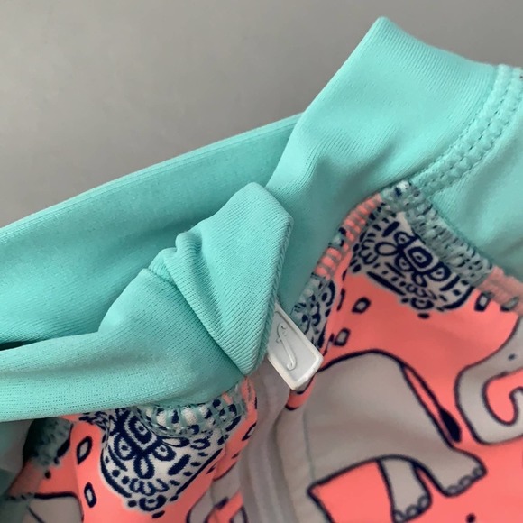 Floatimini | Girls Elephant Print Zip Front Long Sleeve One Piece Swimsuit 18 mo - Picture 4 of 5